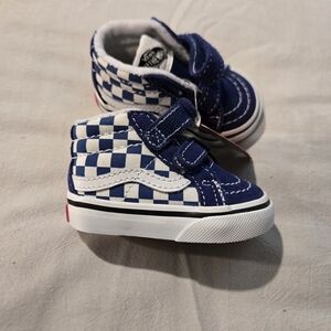 Vans Kids Blue Checkered High-Top Shoes